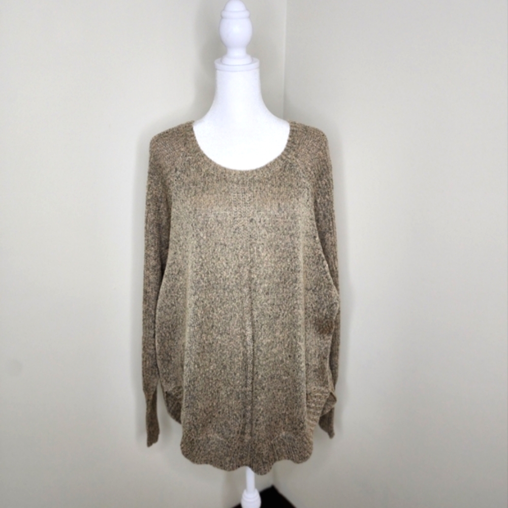Rue 21 Dark Beige Knit Longsleeve Oversized Curved Hem Sweater Med Gremlincore